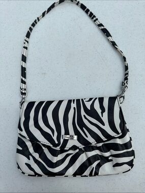 Grace Adele Black & White Zebra-Print Shoulder Bag